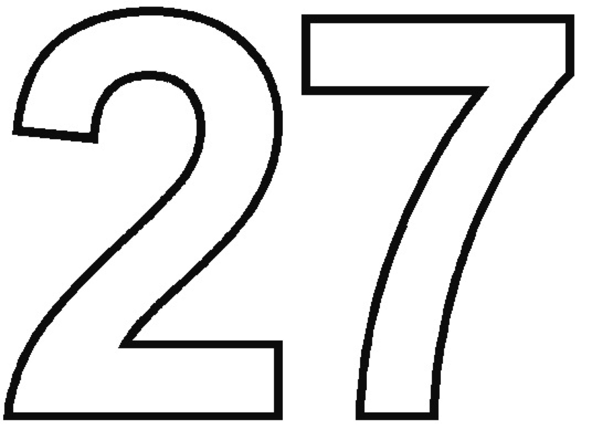 Цифра 27 трафарет для вырезания