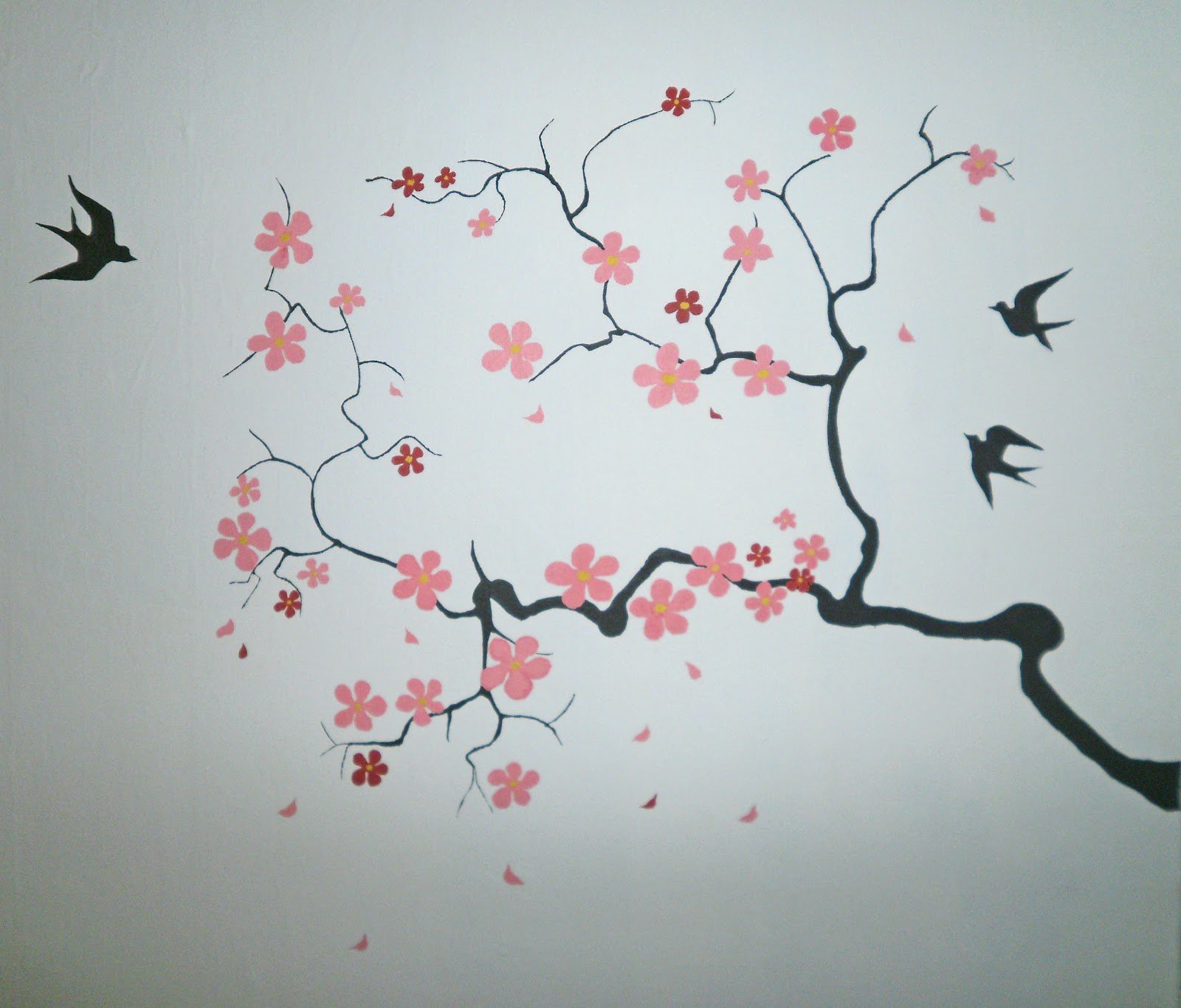 Ветка Сакуры рисунок на стене