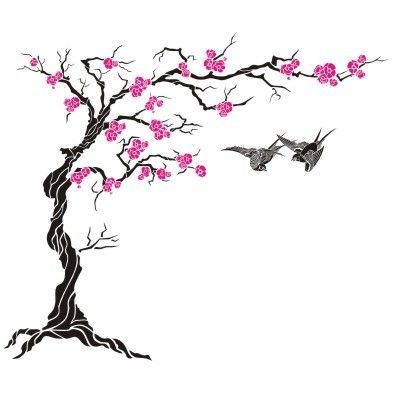 Дерево Сакуры трафарет