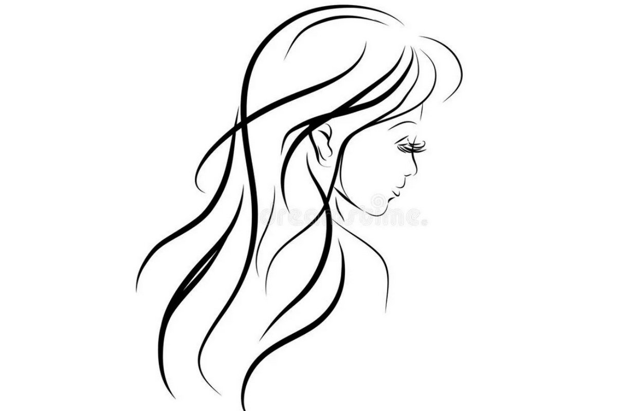 Силуэт женской головы с длинными волосами