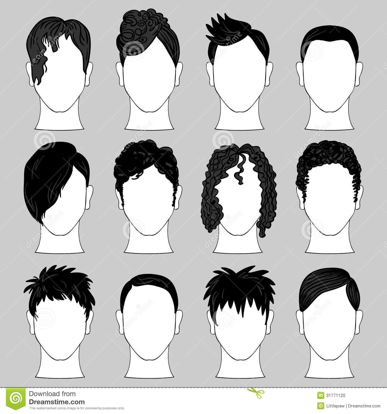 Шаблоны причёсок парней