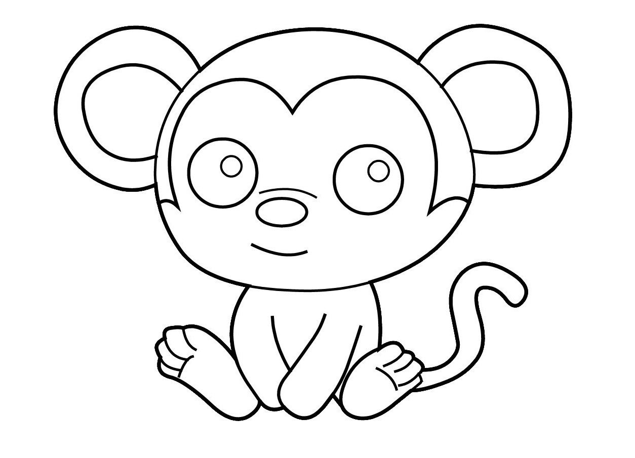 Рисунок обезьянка раскраска для детей