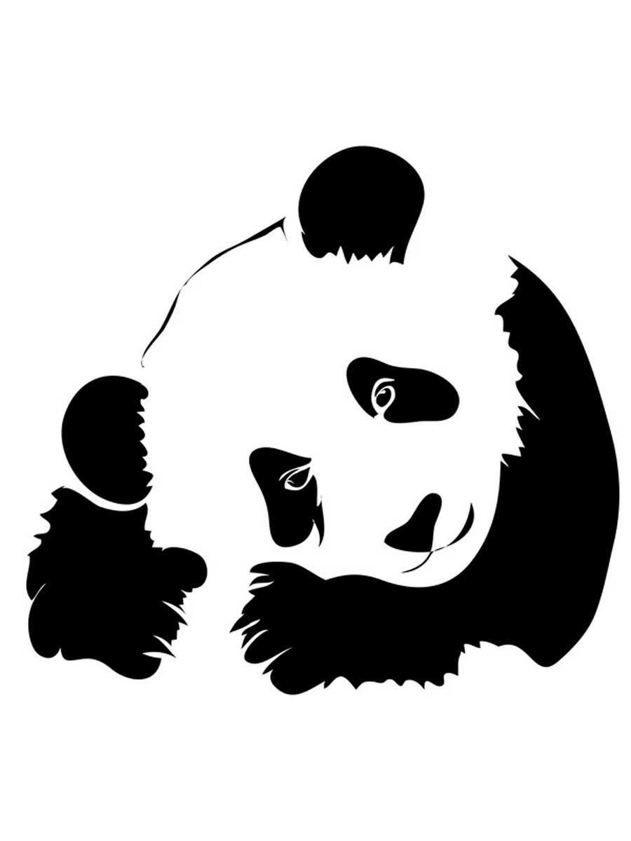 Силуэт панды черный