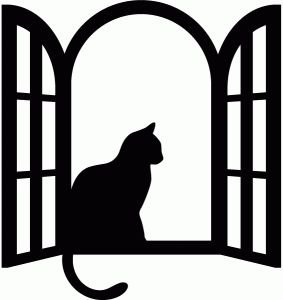 Рисунок кот лежит на окне
