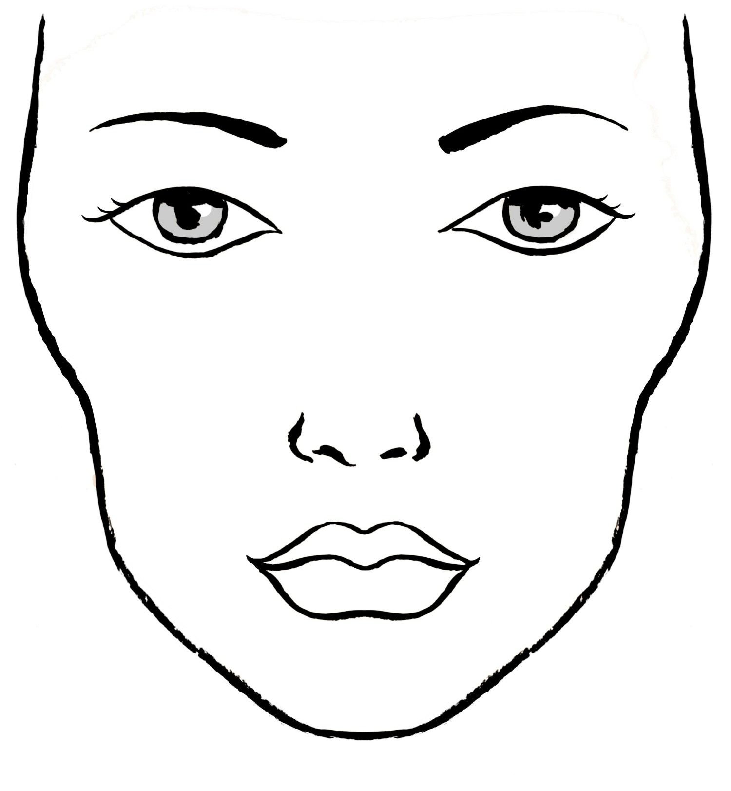 Рисунок лица для макияжа. Фейсчарт Мак. Контур женского лица. Макет лица для рисования. Трафарет лица для макияжа.
