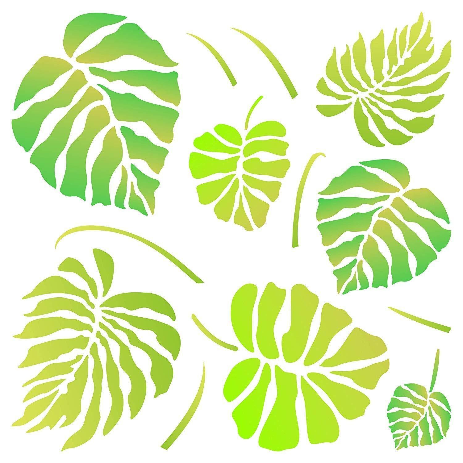 Тропические листья трафареты для стен