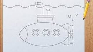 Подводная лодка как нарисовать ребенку - 90 фото