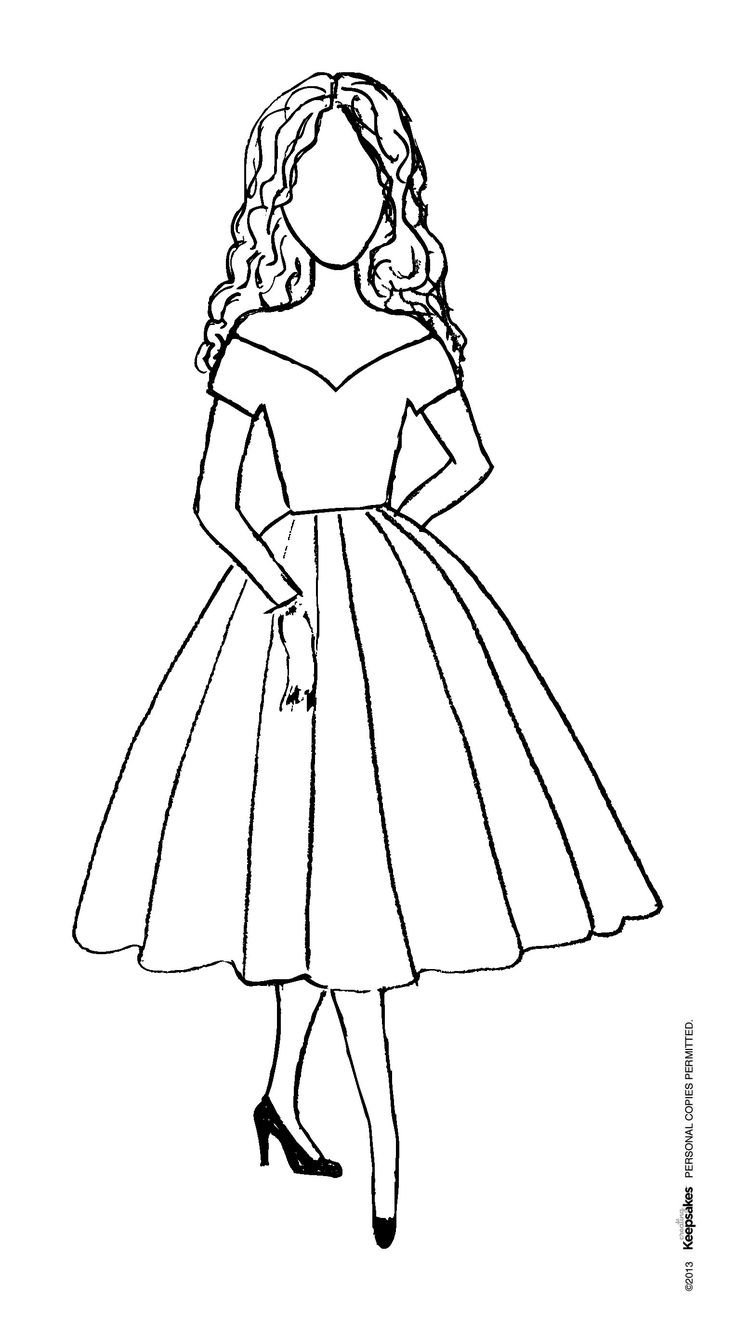 Девушка в платье раскраска