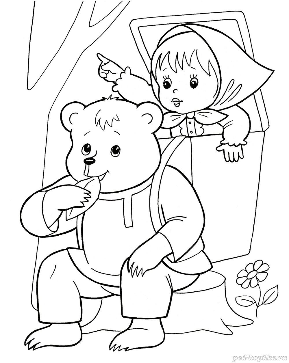 Трафарет рисунка маша и медведь рисунок