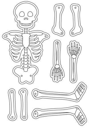 Шарнирный скелет из бумаги - забавная поделка на Хэллоуин