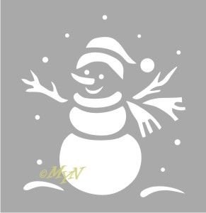 Трафарет Снеговик на снегу