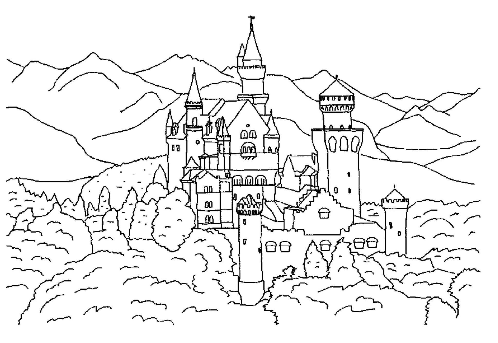 Немецкий замок Нойшванштайн раскраска