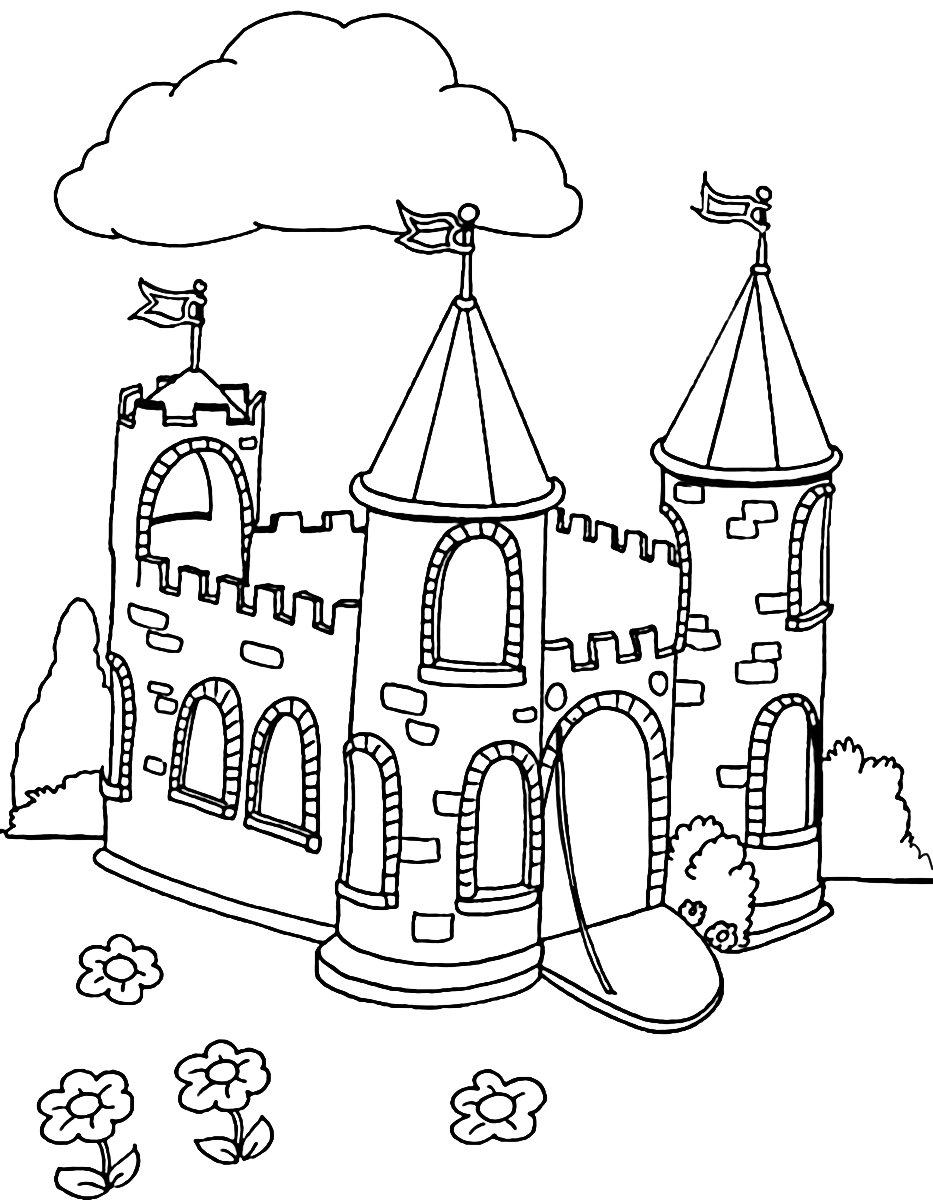 Замок раскраска для детей