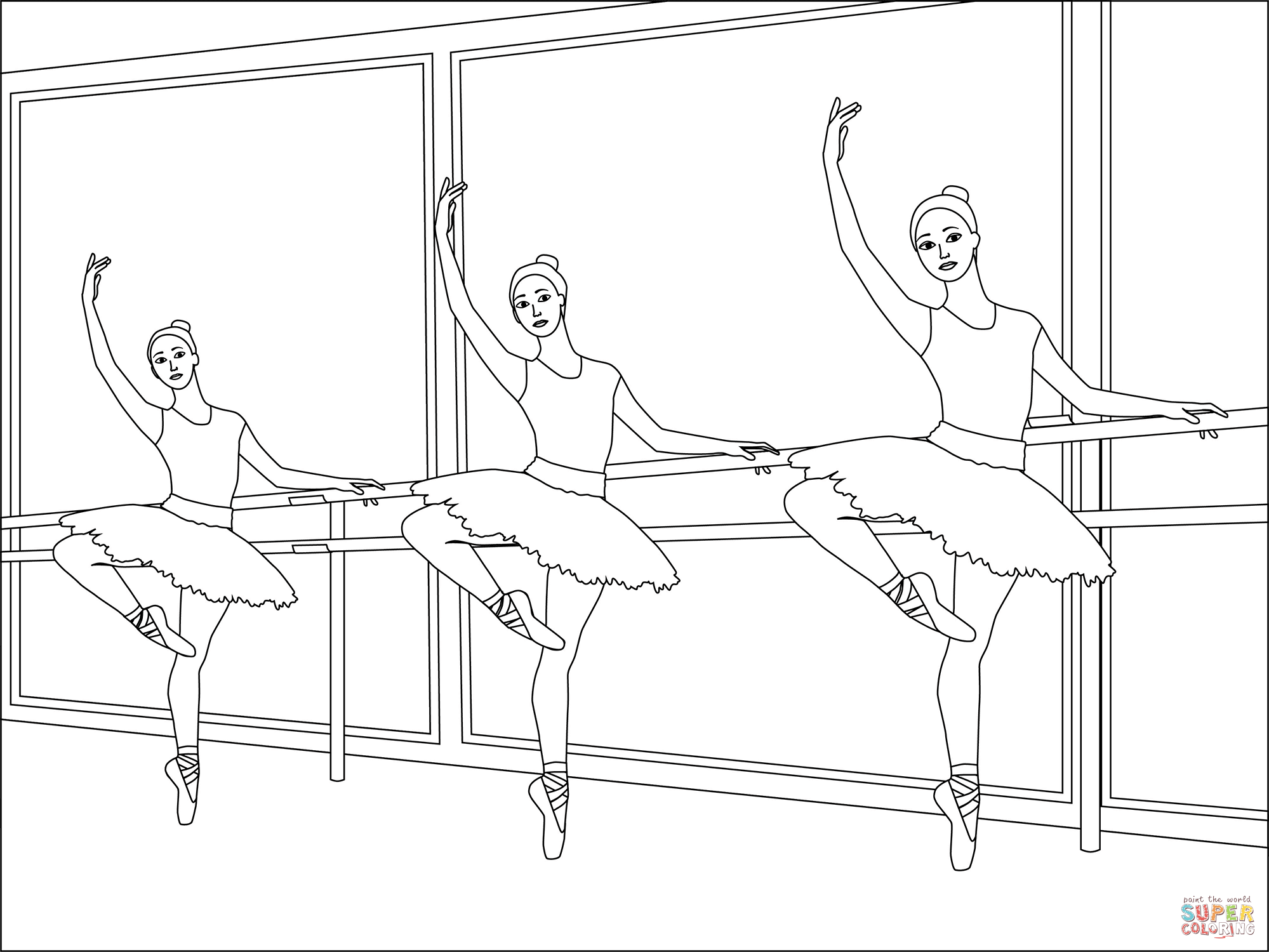Рисунок раскраска балет