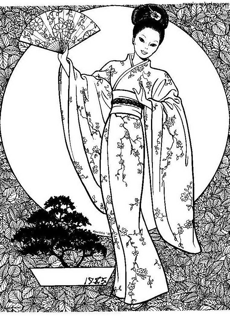Эскиз японского кимоно