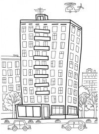 Многоэтажный дом раскраска
