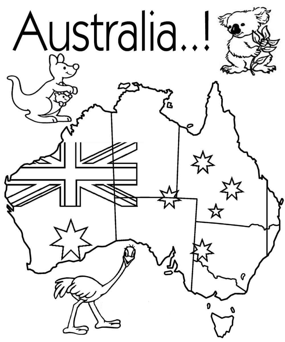 Австралия раскраска для детей