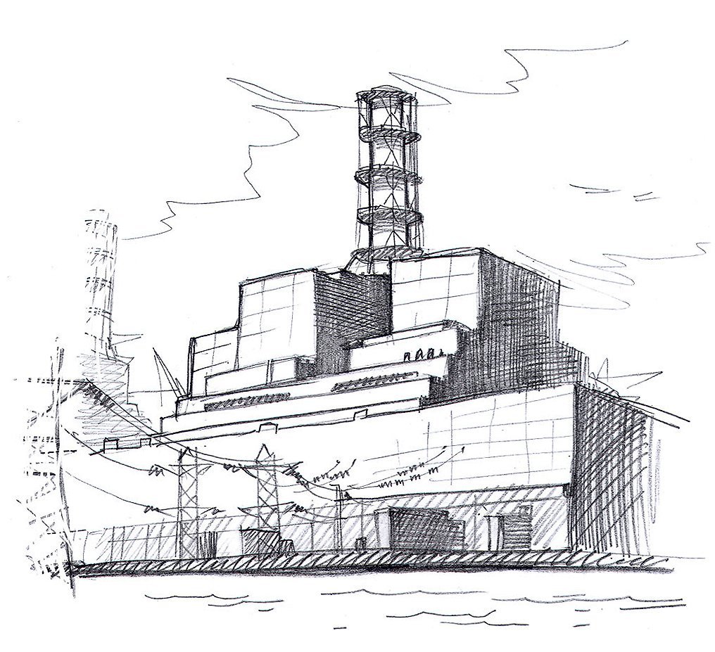 Чернобыльская атомная электростанция рисунок