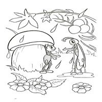 Стрекоза и муравей раскраска