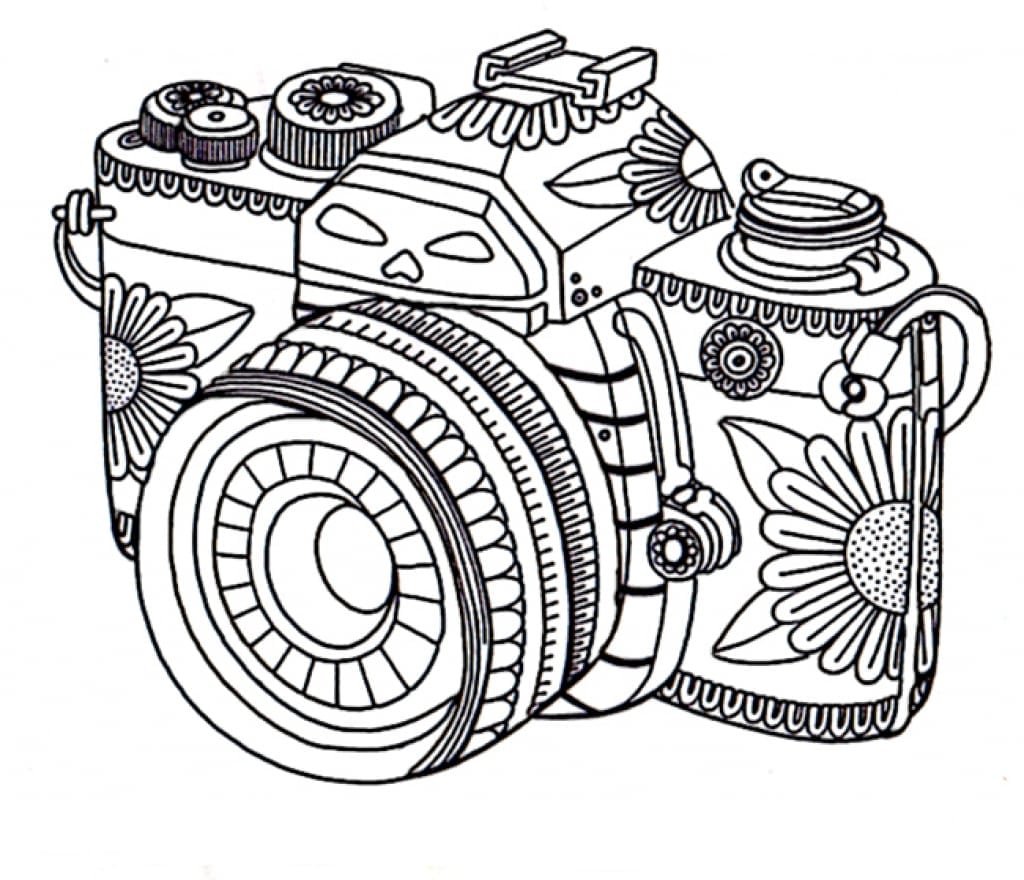 Раскраска антистресс фотоаппарат
