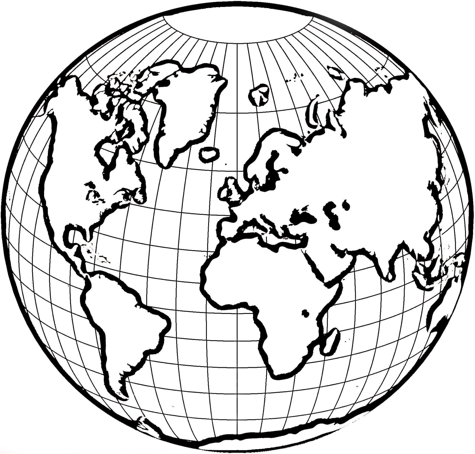 Земной шар раскраска