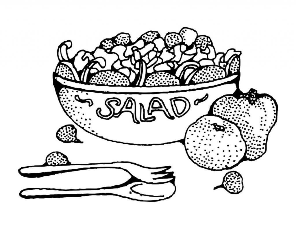 Раскраска салат в тарелке