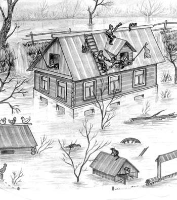 Наводнение раскраска для детей