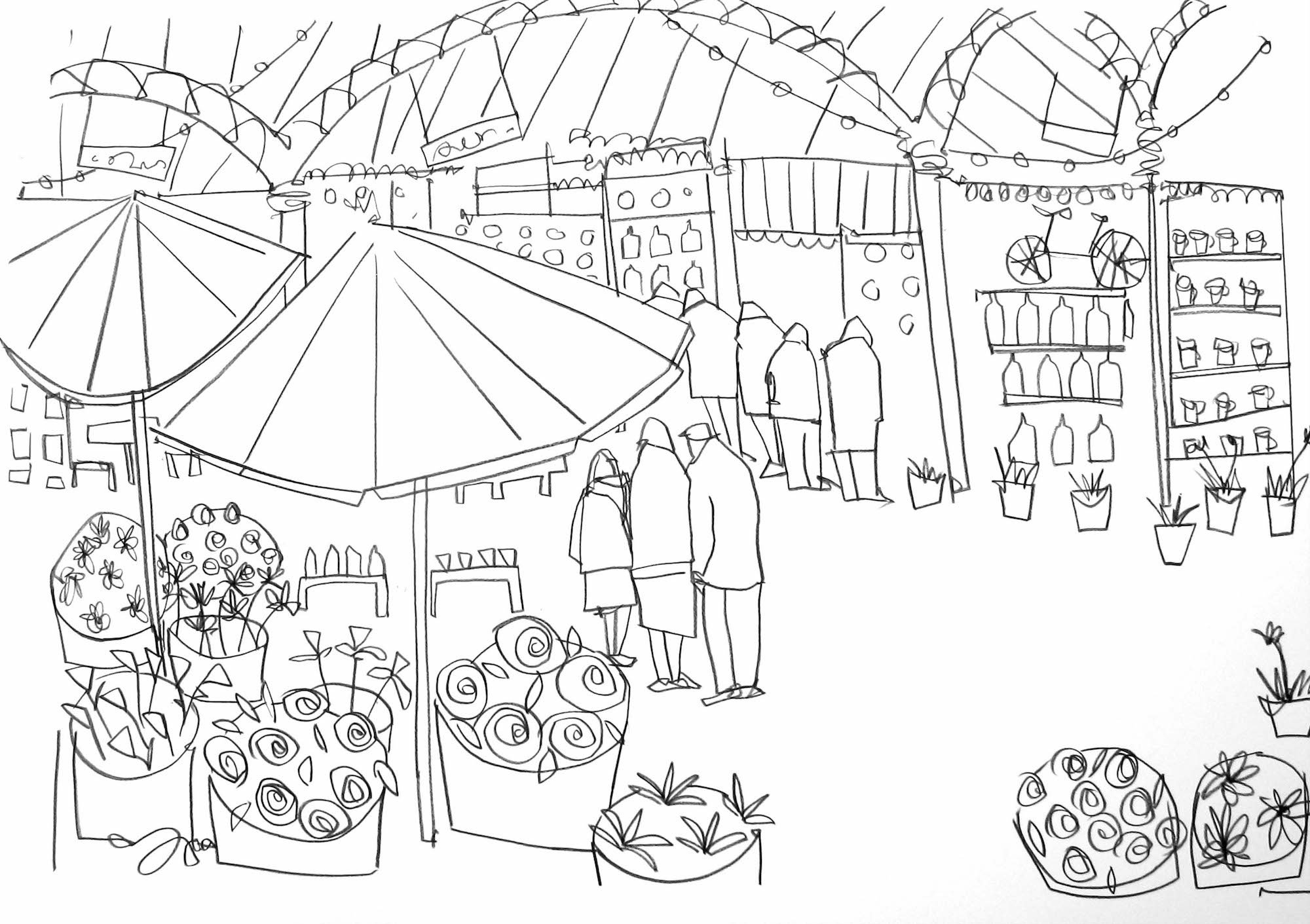 Лиможский рынок Мусоргский рисунок