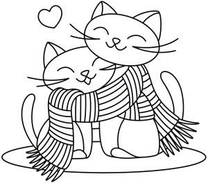 Кот в шарфе раскраска