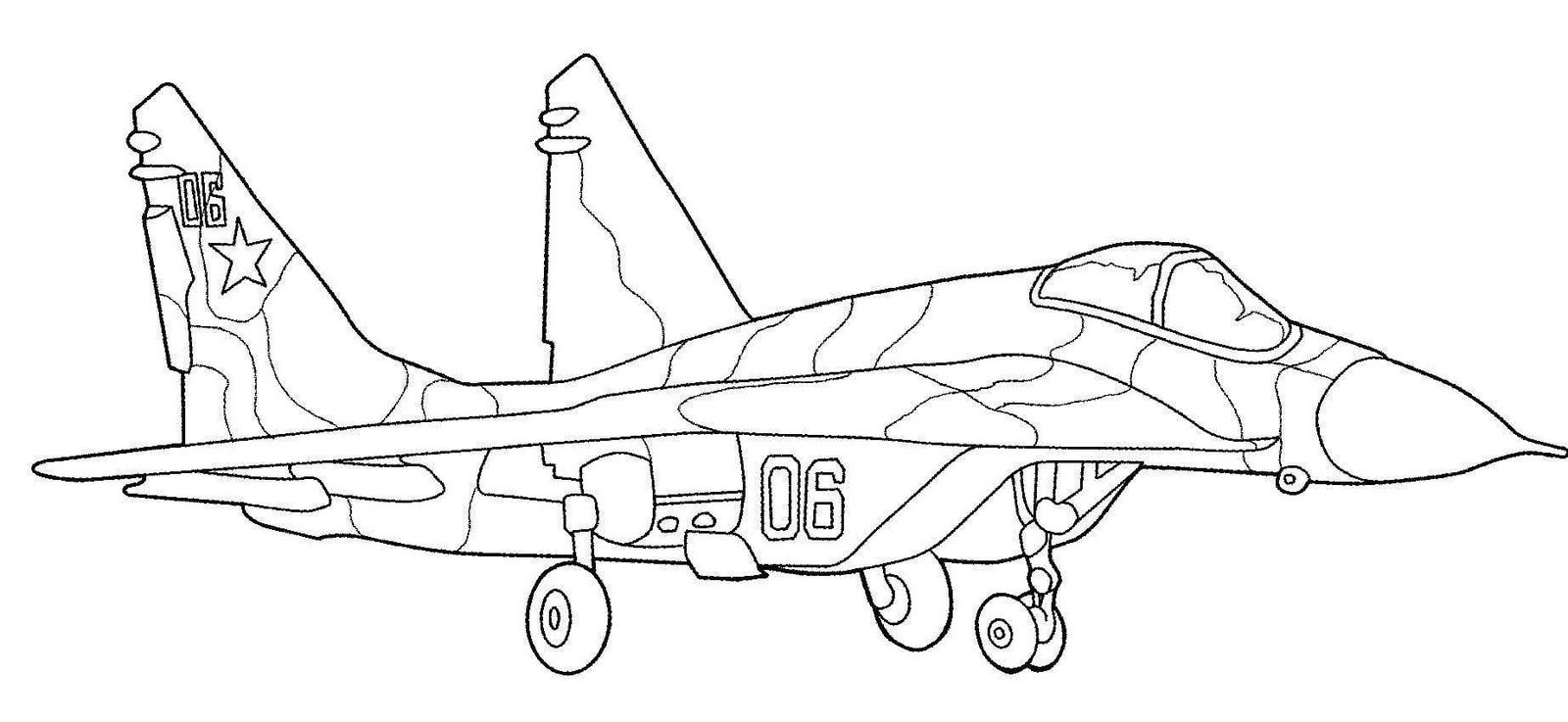 Военный самолет раскраска для детей