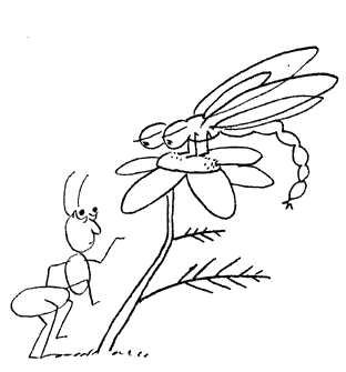 Раскраски к басне Крылова Стрекоза и муравей