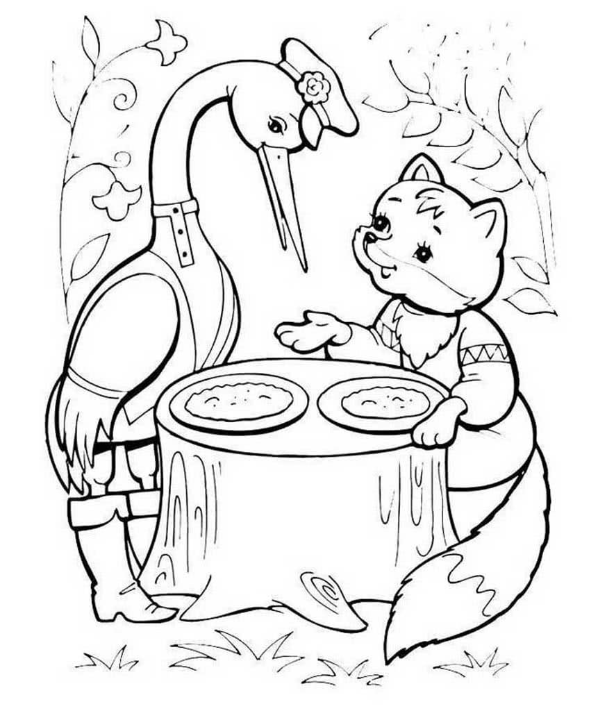 Иллюстрация к сказке лиса и журавль 1 класс
