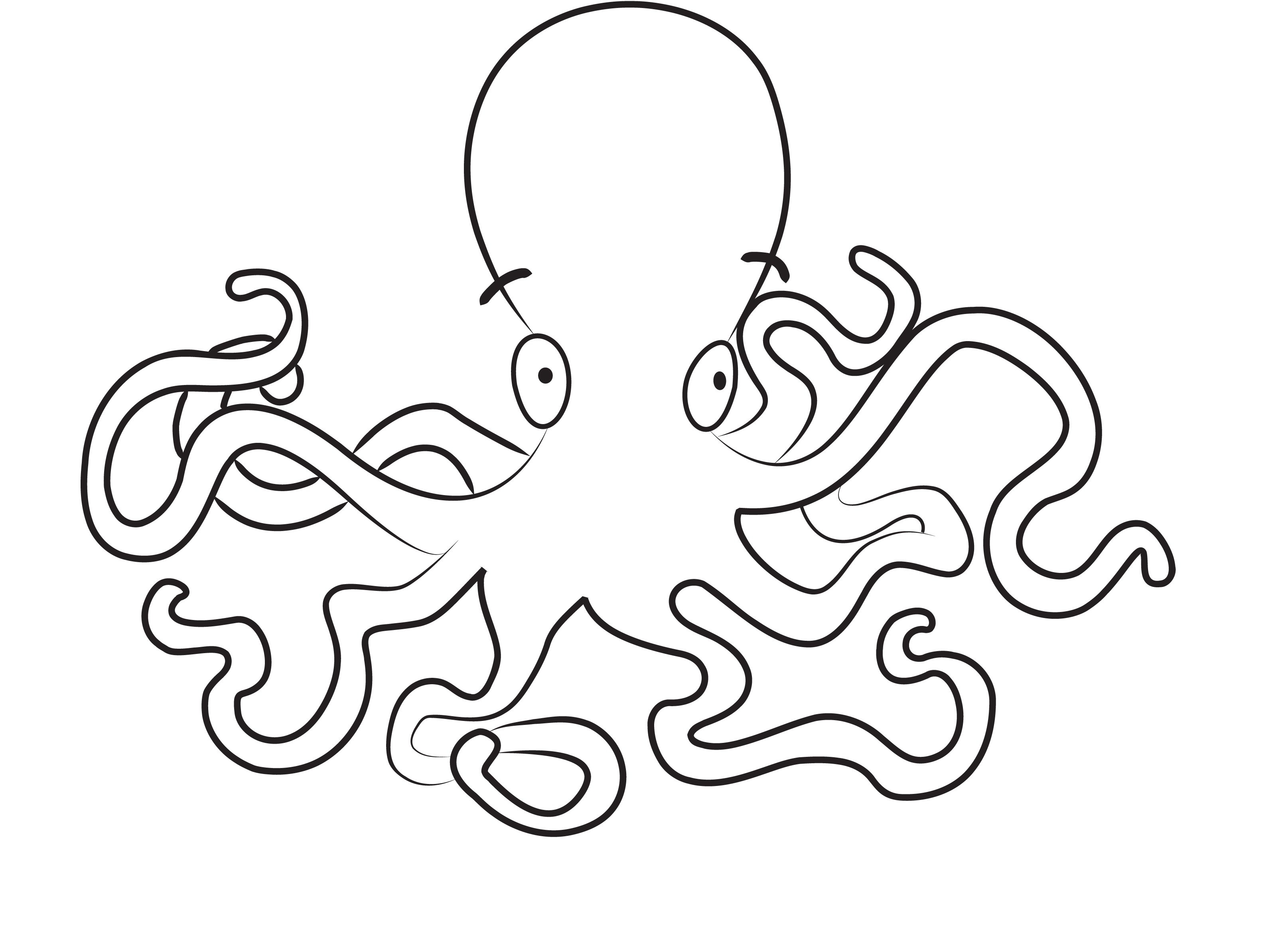 Рисунок осьминога для распечатки