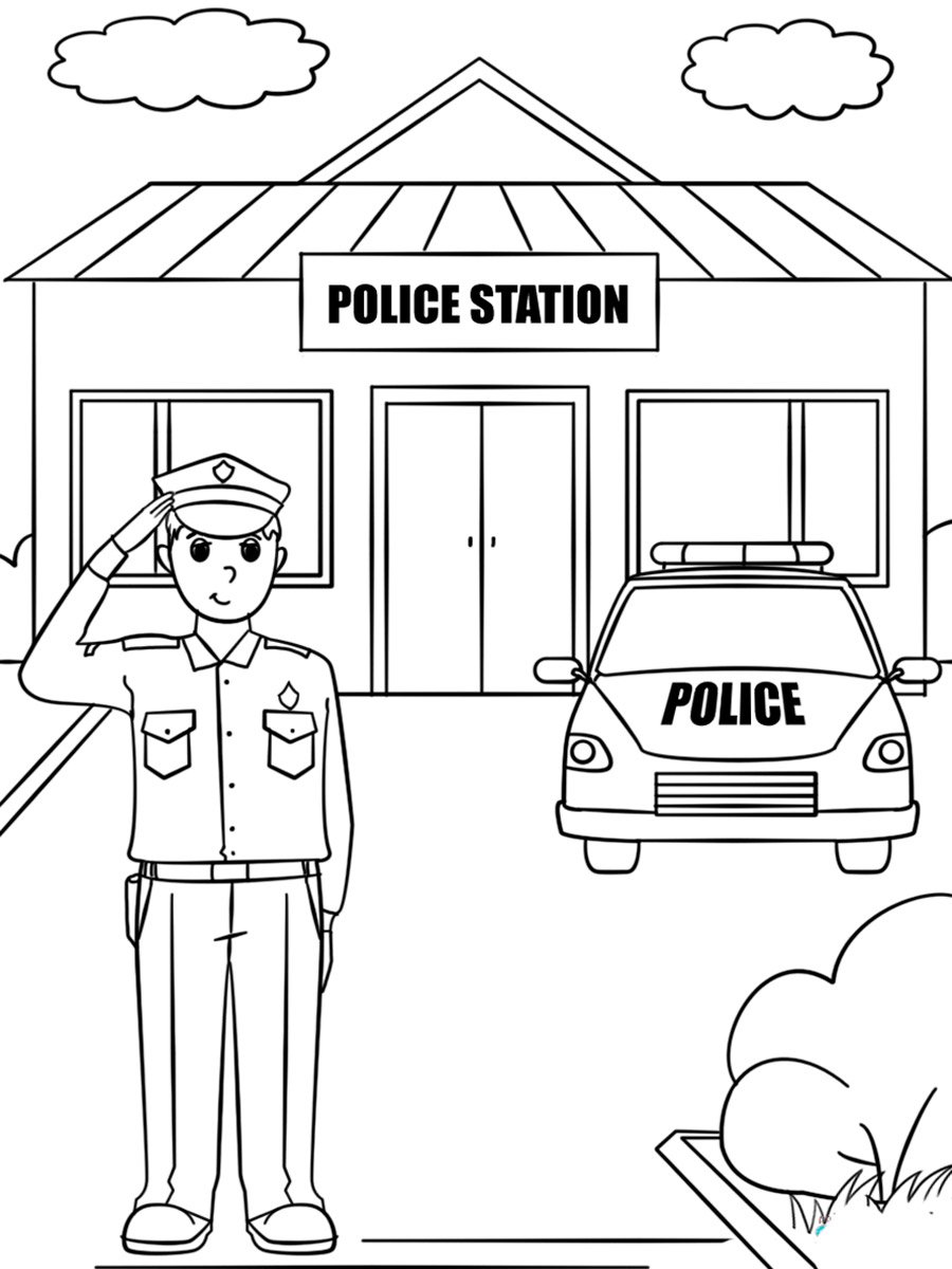 Полицейский участок раскраска для детей