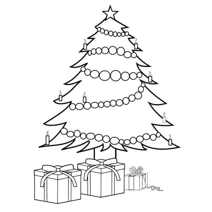 Нарисовать елку с подарками