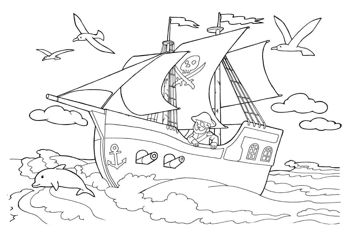 Пиратский корабль раскраска