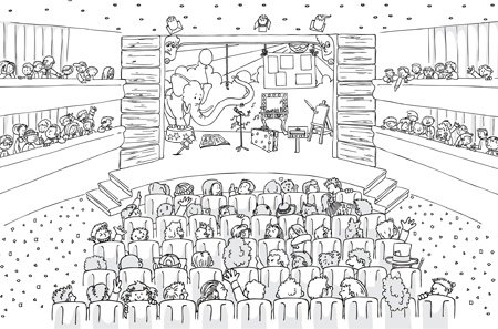 Сцена с декорациями рисунок