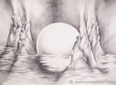 Лунный пейзаж рисунок