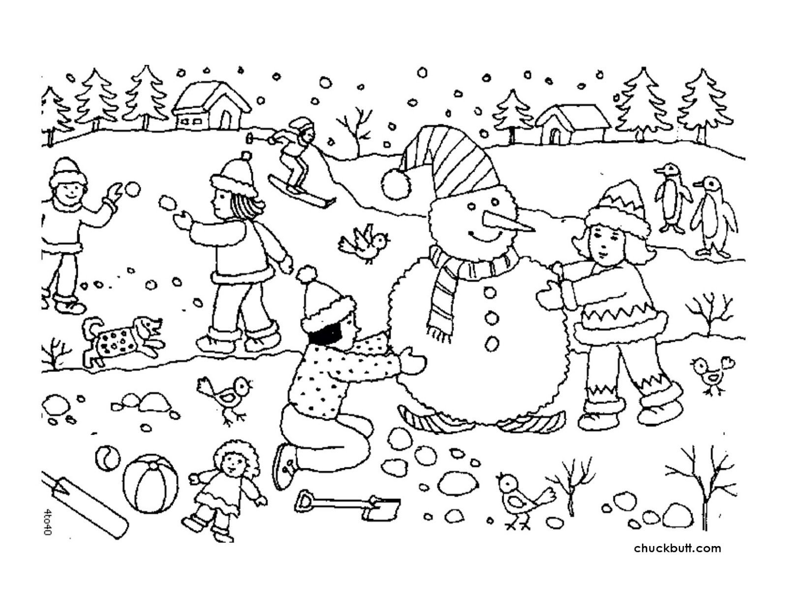 Зимние развлечения раскраски для детей