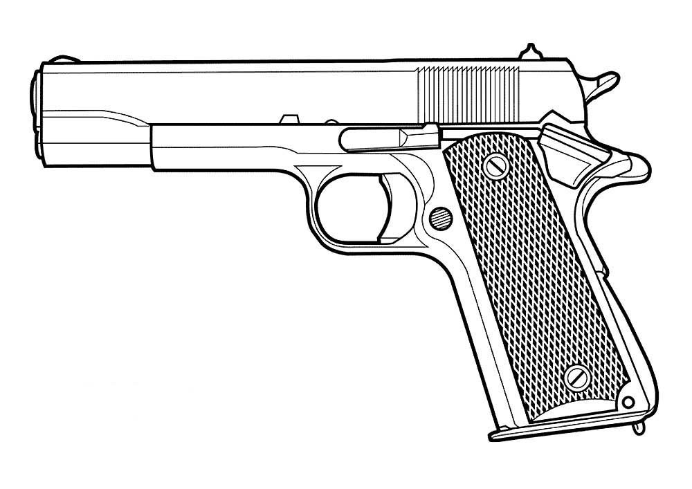 Пистолет рисунок раскраска (47 фото) » рисунки для срисовки на Газ-квас.ком