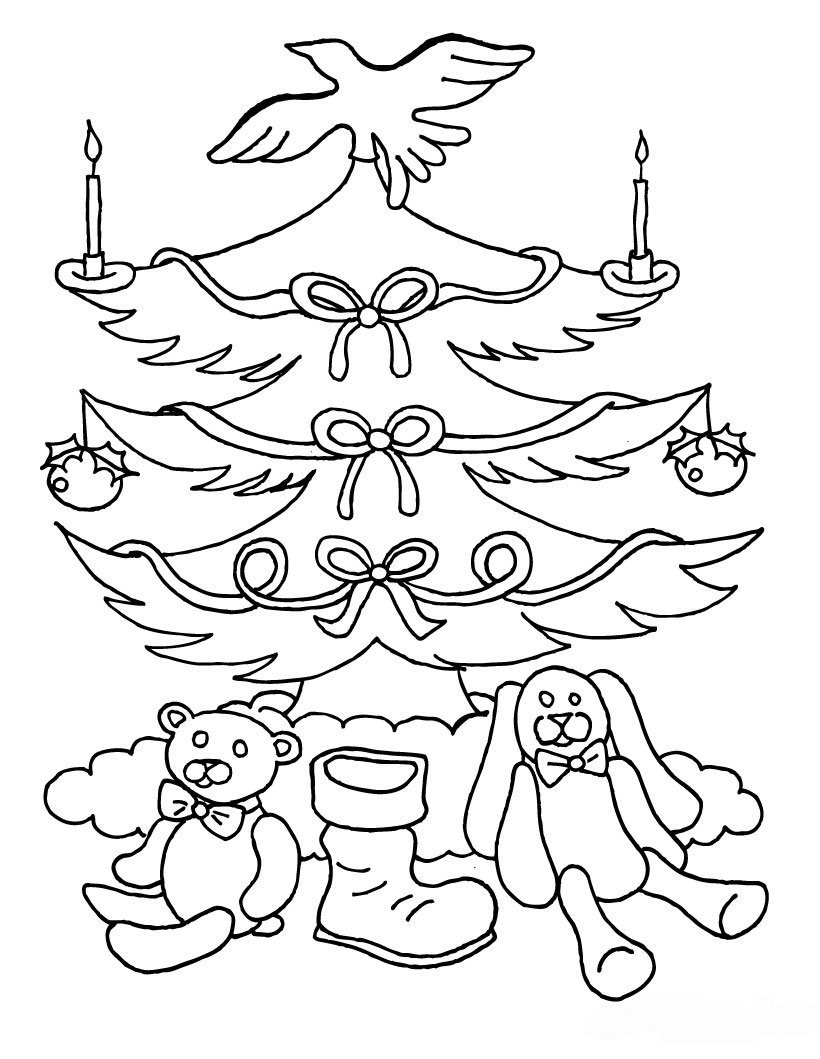 Раскраска ёлочка Новогодняя для детей