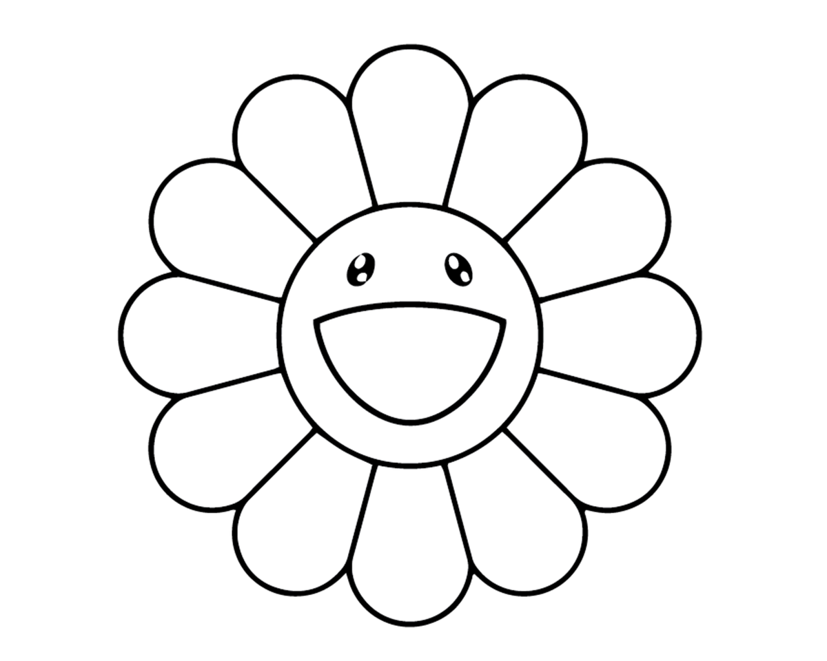 Цвета раскраска для детей. Ромашка Такаси Мураками. Цветок инди КИД. Такаси Мураками цветок. Цветок Такаши Мураками раскраска.