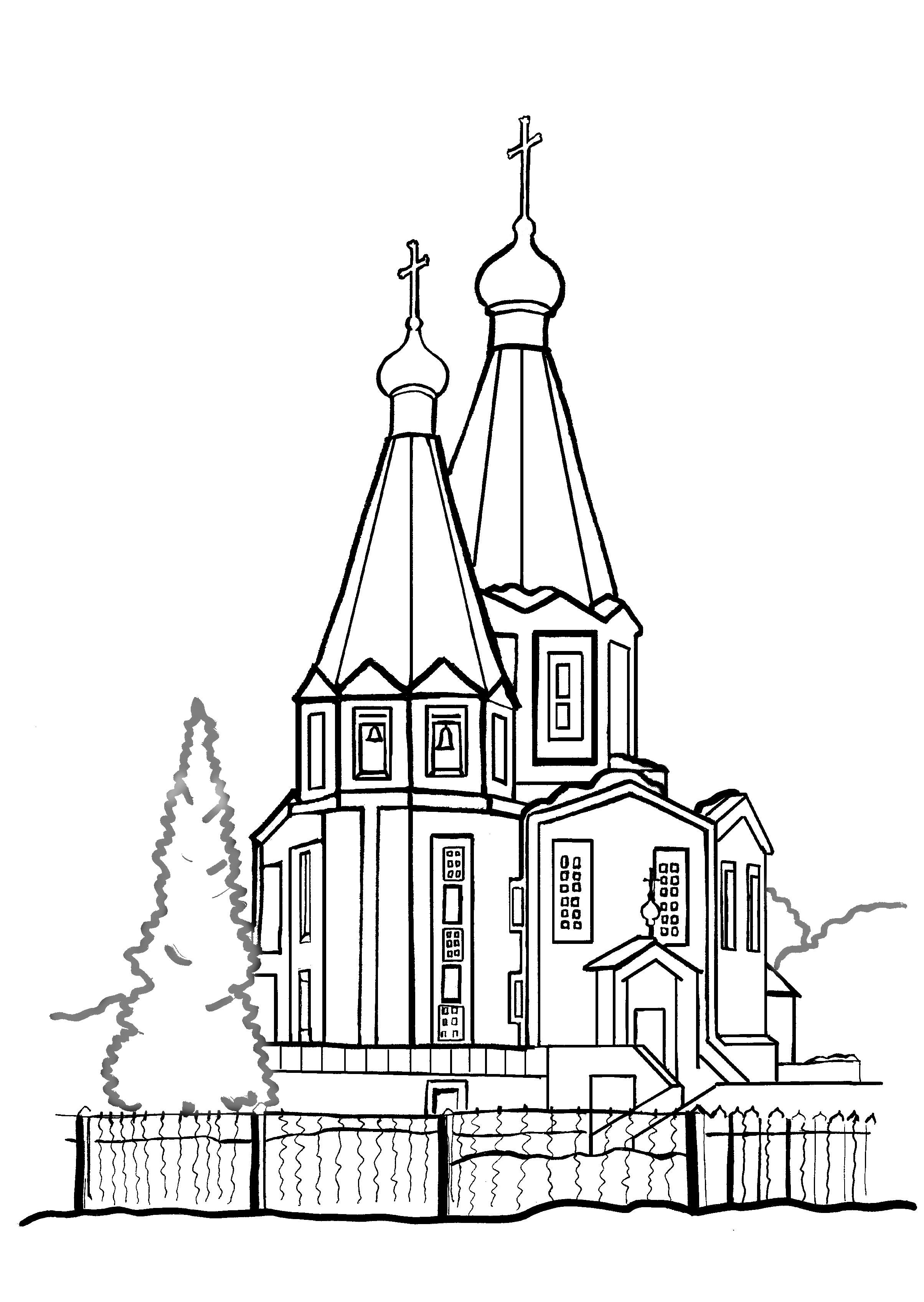 Церковь раскраска для детей
