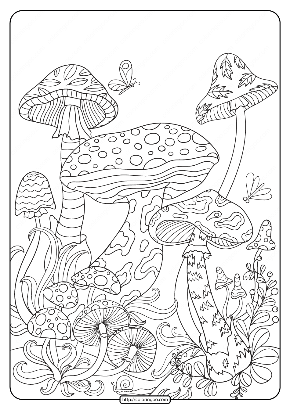 Раскраска про грибы для детей антистресс