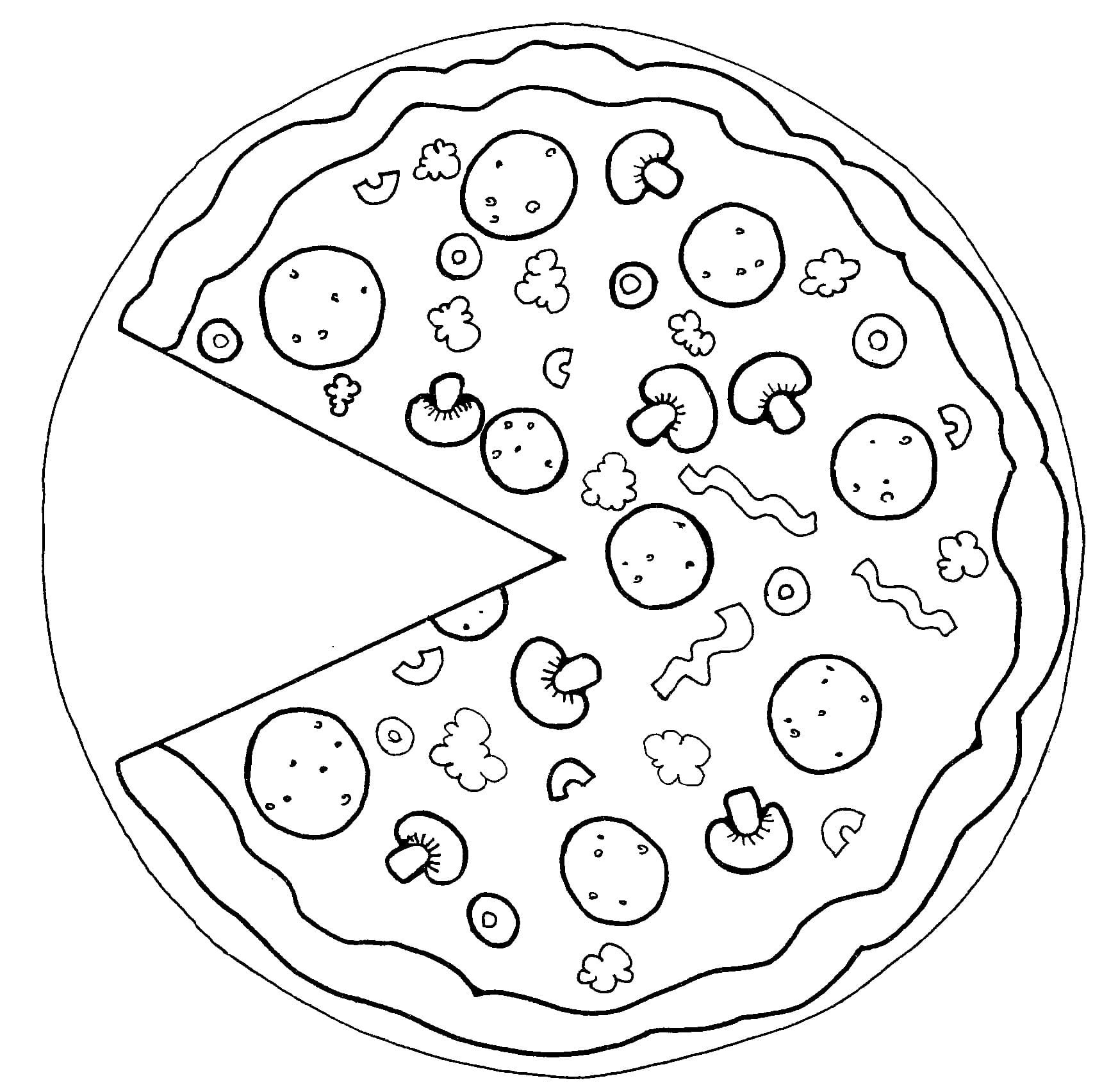 Еда раскраска для детей пицца