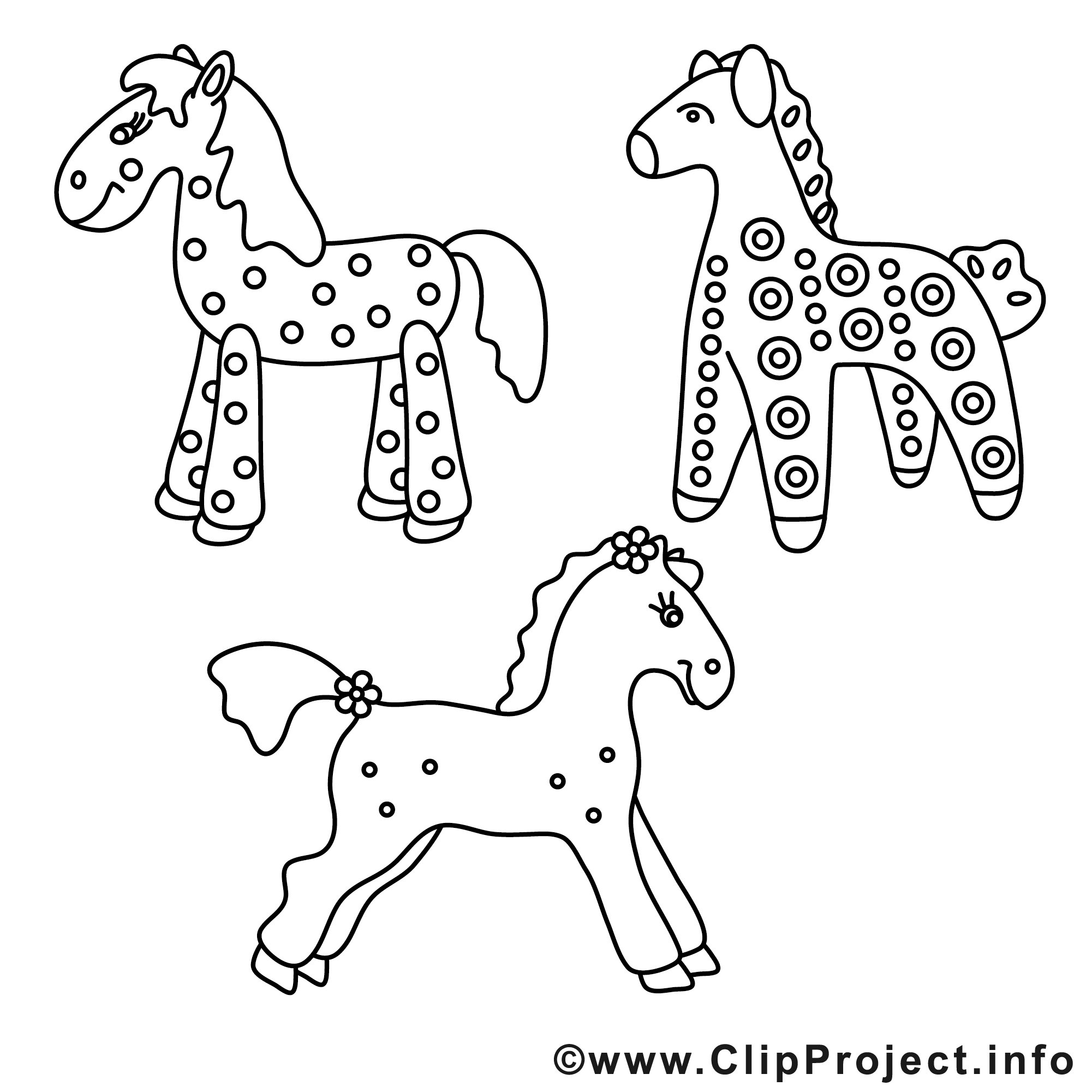 Основы раскраски дымковской фигурки лошадки для детей