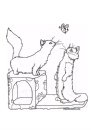 Раскраска домик с котятами
