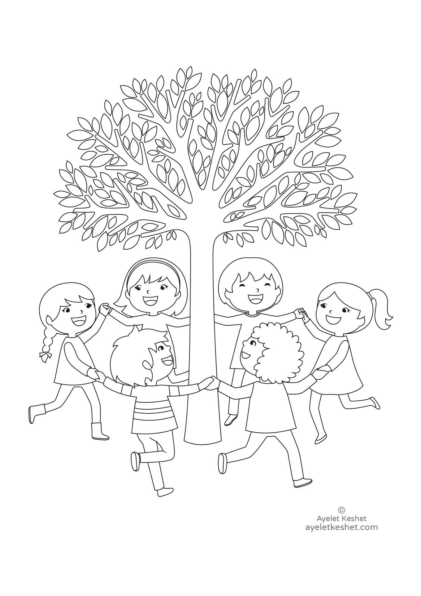 Раскраска дерево дружбы для детей