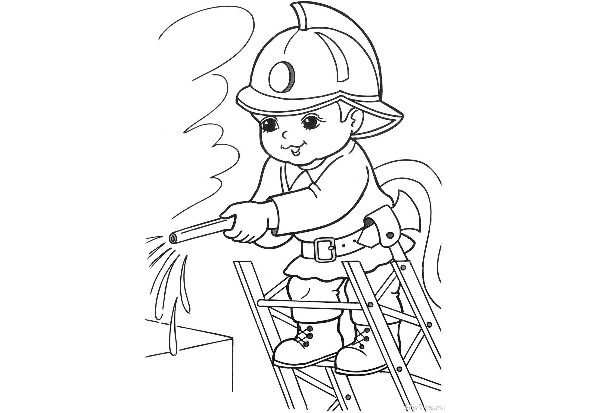 Раскраска пожарный для детей