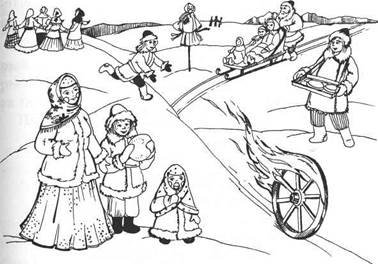 Масленица рисунок раскраска